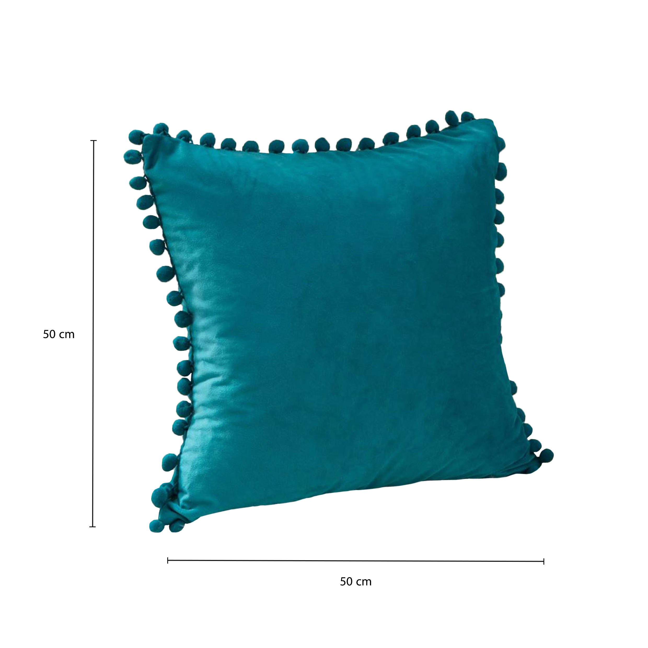 QUVIO Kussenhoes 50 x 50cm met bolletjes fluweel - Turquoise - QUVIO